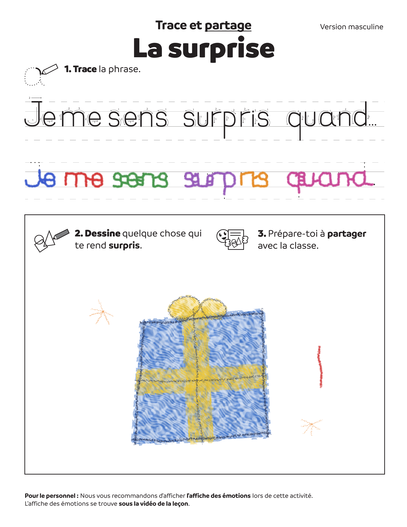 Trace le mot « surpris ».